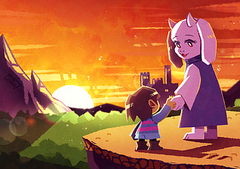 Undertale Sunset: Toriel & Frisk Adventure, Toriel (Undertale), Frisk (Undertale), video game, Undertale HD wallpaper