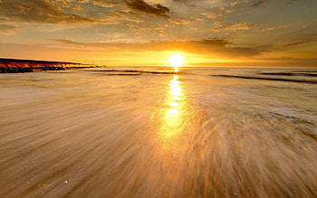 Nature, Sunset, Sea, Flow, Evening, Stream, Wave, Tide, High Tide HD wallpaper