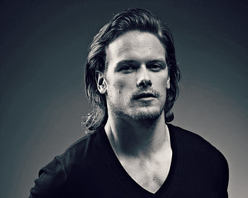 Sam Heughan, white, black, man, actor, bw, male HD wallpaper