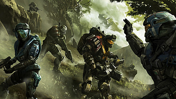 Preview halo, soldier, commander, trees HD wallpaper
