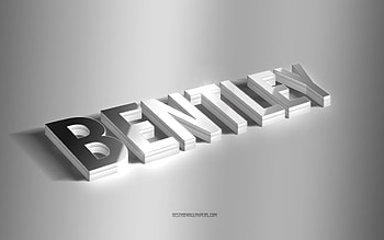 Bentley, silver 3d art, gray background, with names, Bentley name, Bentley greeting card, 3d art, with Bentley name HD wallpaper