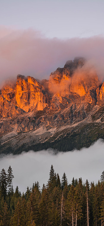 Sunset at the Dolomites Mountains, nature, mountain HD phone wallpaper