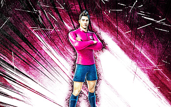 Power Poacher, grunge art, Fortnite Battle Royale, Fortnite characters, purple abstract rays, Power Poacher Skin, Fortnite, Power Poacher Fortnite HD wallpaper