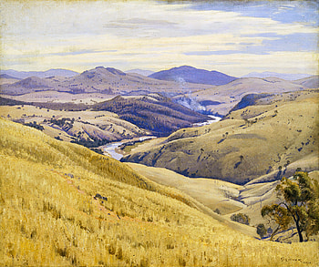 "Weetangera, Canberra" - painting by Eliot Gruner (1937), oil painting, landscape, Australia HD wallpaper
