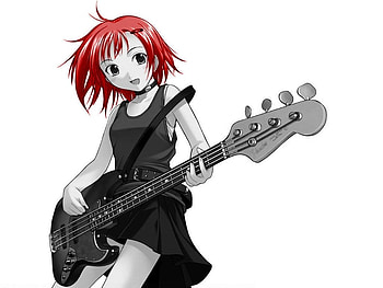 Girl with guitar, guitar, music, anime, young HD wallpaper