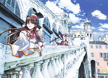 City, stone, sky, anime HD wallpaper