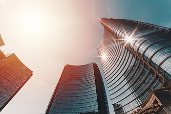 Cities, Architecture, Skyscrapers, Sunlight, Bottom View HD wallpaper