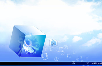 blue cube, blue, cube, flower HD wallpaper