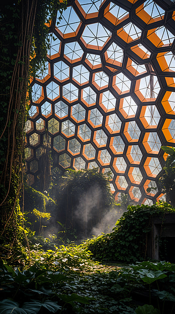 Sunlit Honeycomb Biodome — HD phone wallpaper
