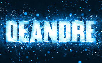 Happy Birtay Deandre, , blue neon lights, Deandre name, creative, Deandre Happy Birtay, Deandre Birtay, popular american male names, with Deandre name, Deandre HD wallpaper