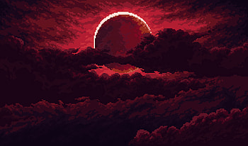 The Red Dusk, red, dusk, artist, artwork, art, digital-art, sunset, 8-bit, artstation HD wallpaper