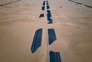 Sand, desert, landscape, highway HD wallpaper