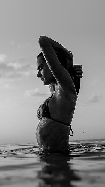 Black and White Victoria Secret Swim Summer Model for 6 HD phone wallpaper