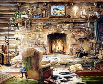 Marty Bell, dog, painting, art, fire HD wallpaper