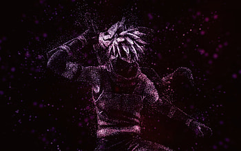 Kakashi Hatake, Naruto, purple glitter art, black background, anime characters, Naruto characters, Kakashi Hatake Naruto, Hatake Kakashi, Sharingan no Kakashi HD wallpaper