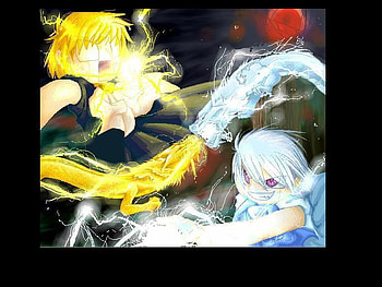 BROTHERLY CLASH! ZATCH V.S ZENO, blue, brothers, electricity, evil, zatch, bao zakurga, zeno, yellow, good HD wallpaper