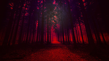 Artistic Red Forest, artistic, red, forest, nature HD wallpaper