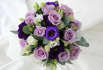 Flowers, Roses, Bouquet, Composition, Lisianthus Russell, Lisiantus Russell HD wallpaper