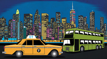 Vibrant New York City Ultra, New York City, taxi, bus, city skyline, night HD wallpaper
