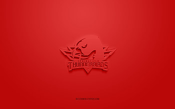 Springfield Thunderbirds, creative 3D logo, red background, AHL, 3d emblem, American Hockey Team, American Hockey League, Massachusetts, USA, 3d art, hockey, Springfield Thunderbirds 3d logo HD wallpaper