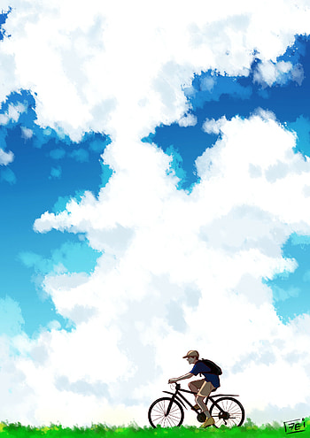 The Girl Who Leapt Through Time, ArtStation, Bicycle artwork, Fantasy elements HD phone wallpaper