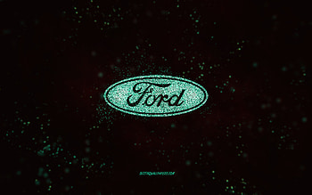 Ford glitter logo, , black background, Ford logo, turquoise glitter art, Ford, creative art, Ford turquoise glitter logo HD wallpaper