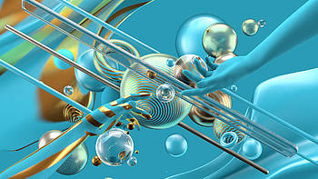 Silver Blue Glassy Shiny Balls Lines Shapes Abstraction Abstract HD wallpaper