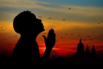 Sky, Dark, Silhouette, Human, Person, Prayer HD wallpaper