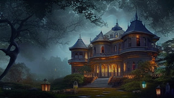 Another Spooky Mansion, moonlight, mansion, night, halloween, spooky HD wallpaper
