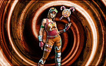Gingerbread Raider, orange grunge background, Fortnite, vortex, Fortnite characters, Gingerbread Raider Skin, Fortnite Battle Royale, Gingerbread Raider Fortnite HD wallpaper