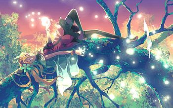 Dreamer, cute girl, anime long hair, fantasy anime, flowers, tree HD wallpaper