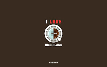 Americano recipe, , cup with Americano ingredients, I love Americano Coffee, brown background, Americano Coffee, coffee recipes, Americano ingredients HD wallpaper