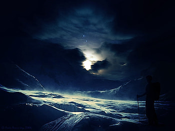 dead of winter, hot, nature, moon, ocean HD wallpaper