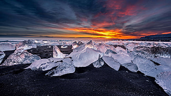 Glacier Sunset, landscape, nature, sunset, glacier HD wallpaper