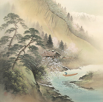 Koukei Kojima, river, art, drawing, nature HD wallpaper