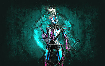 Octavia Prime, Warframe, turquoise stone background, Warframe characters, Octavia Prime Warframe, Octavia Prime skin, creative art HD wallpaper