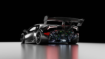 Lamborghini Huracan Black Rear, lamborghini-huracan, cars, artstation HD wallpaper