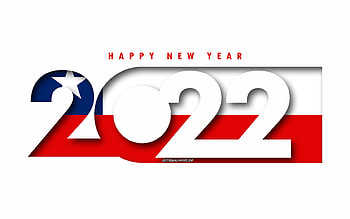 Happy New Year 2022 Chile, white background, Chile 2022, Chile 2022 New Year, 2022 concepts, Chile, Flag of Chile HD wallpaper