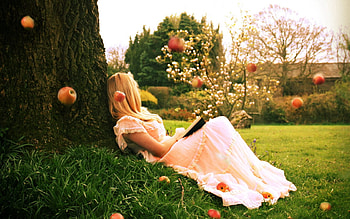 Apples, Miscellanea, Miscellaneous, Girl, Mood HD wallpaper