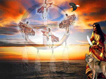 Dancers Dream, dream catcher, Native American, painting, sunset HD wallpaper