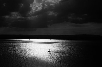 Night, Minimalism, Bw, Chb, Sail, Lonely, Alone HD wallpaper