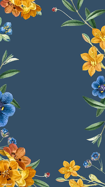 premium vector of Blue floral frame mobile background. background, 6 flower HD phone wallpaper