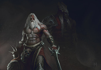 Old Beard Man With Sword Warrior, artist, artwork, digital-art, deviantart HD wallpaper