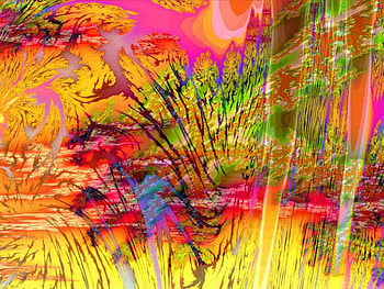 Autumn In Rock Creek Canyon !!!, blue, abstract, 3d-art, yellow, green, red, colour HD wallpaper
