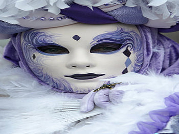 mask, purple, lady, white, venice HD wallpaper