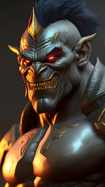 Demonic Orc, AI Art, fantasy, orc HD phone wallpaper