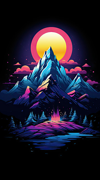 Colorful Dark Mountain, colorful, black, nature, mountain HD phone wallpaper