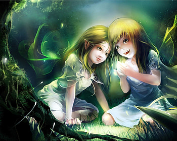 2 fairy, fairy, angel, 2, little HD wallpaper