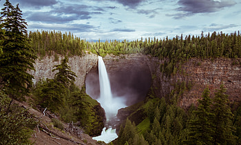 Waterfall Landscape , waterfall, landscape, nature, sky, trees HD wallpaper