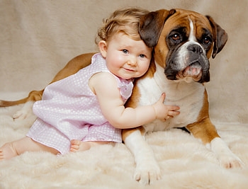 My Bestest Friend, dog, smiling, baby, girl, friends HD wallpaper